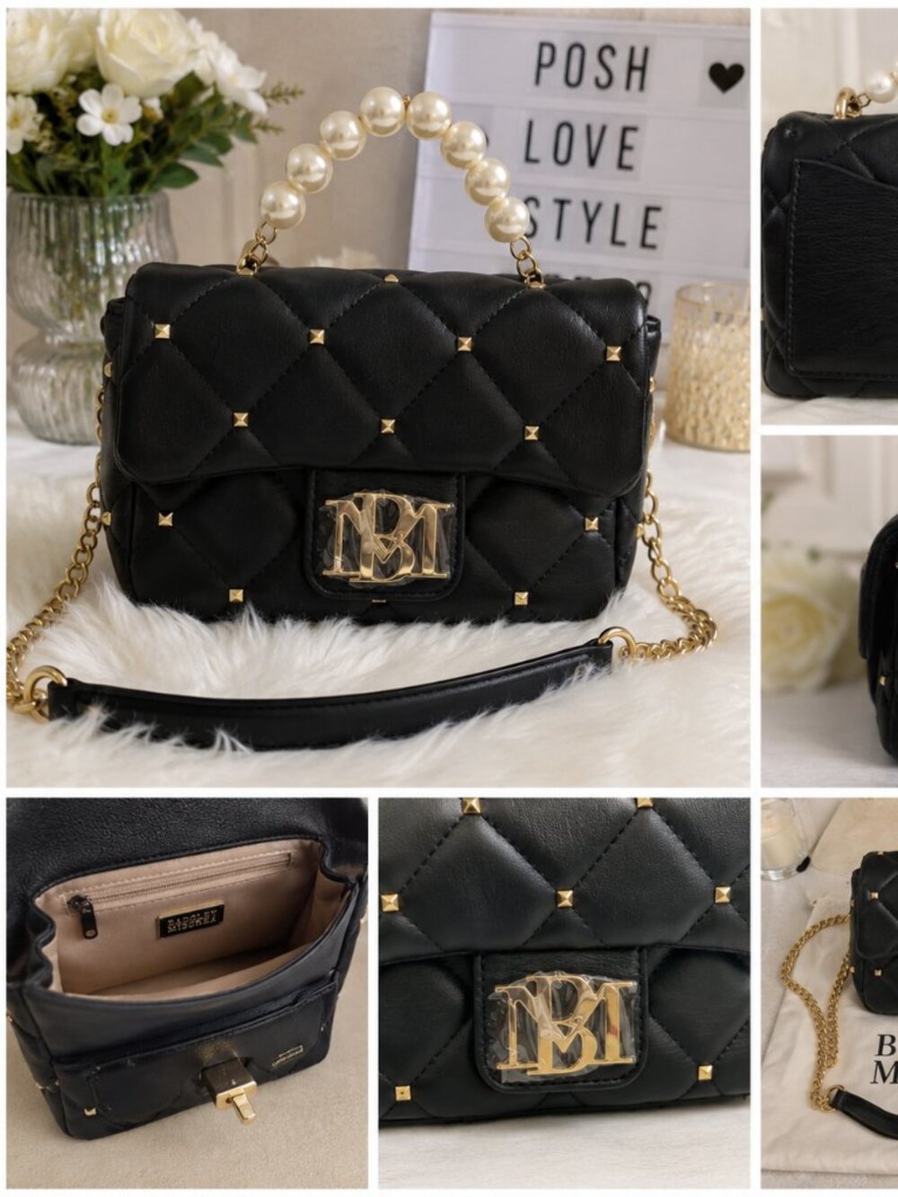 Badgley Mischka pearl handle mini crossbody handbag